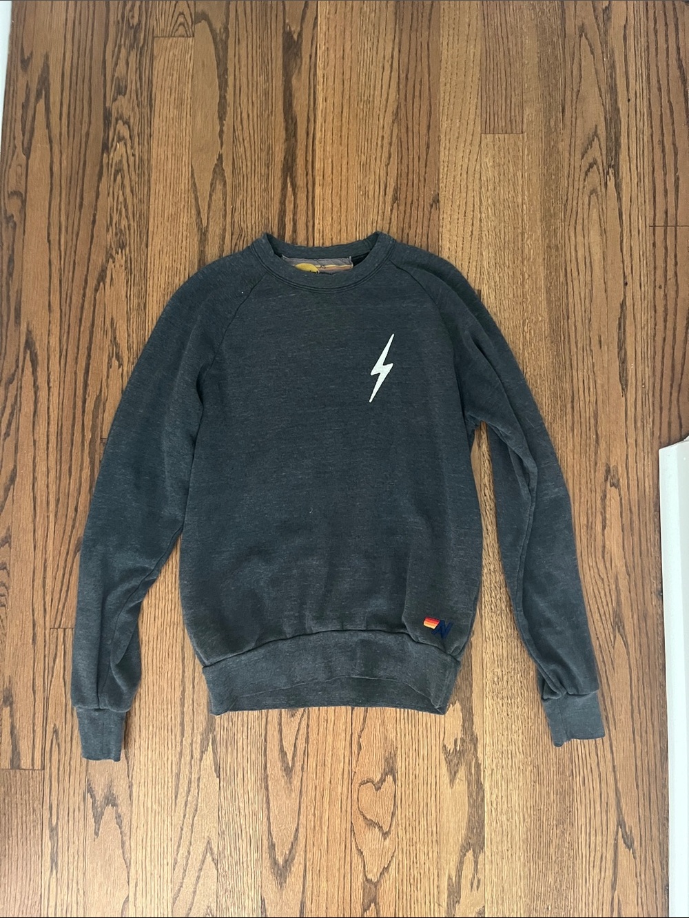 Aviator Nation Women’s Charcoal Gray Pullover Sweatshirt with Bolt Logo